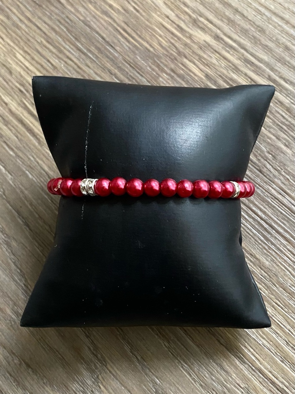 paparazzi Red Bead Stretch Bracelet with Silver Accents